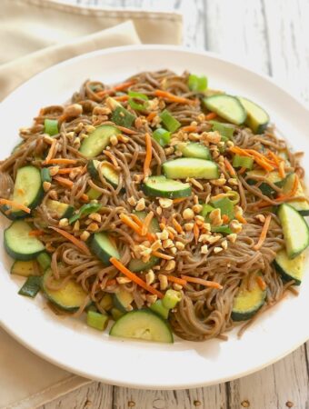 Peanut satay cucumber noodles