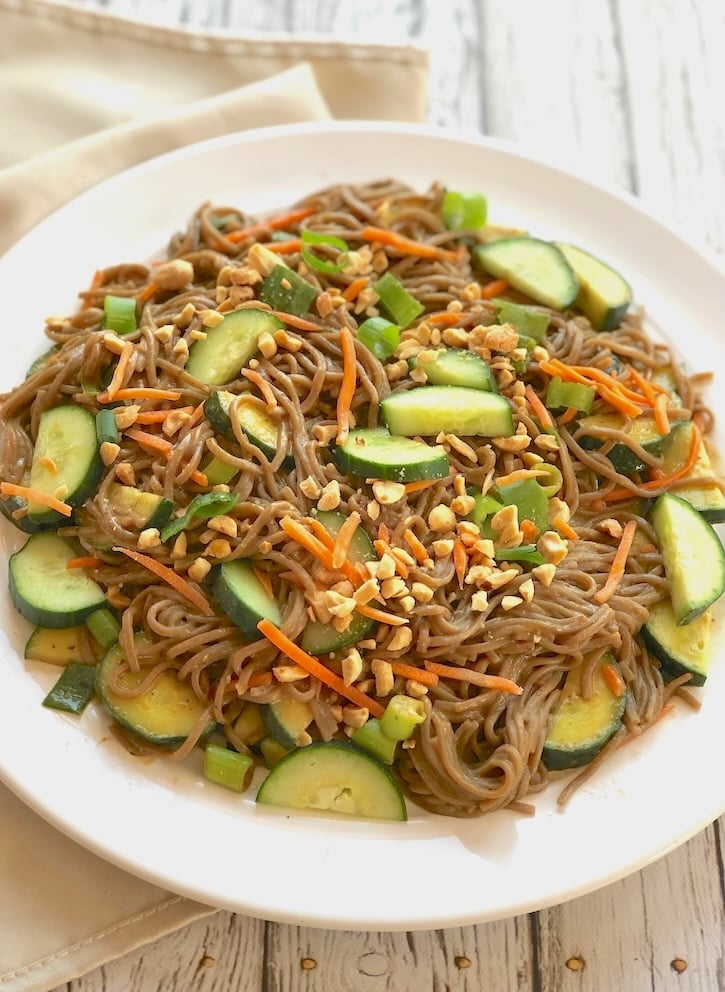 Peanut satay cucumber noodles
