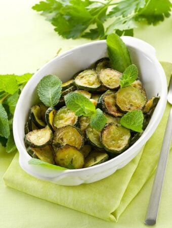 Sauteéd zucchini with mint and parsley