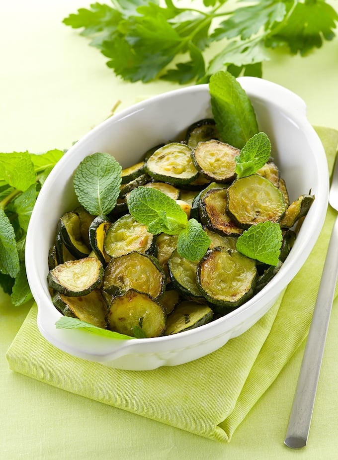 Sauteéd zucchini with mint and parsley
