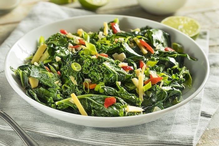 Sauteéd Garicky Greens with Bell Pepper and scallion