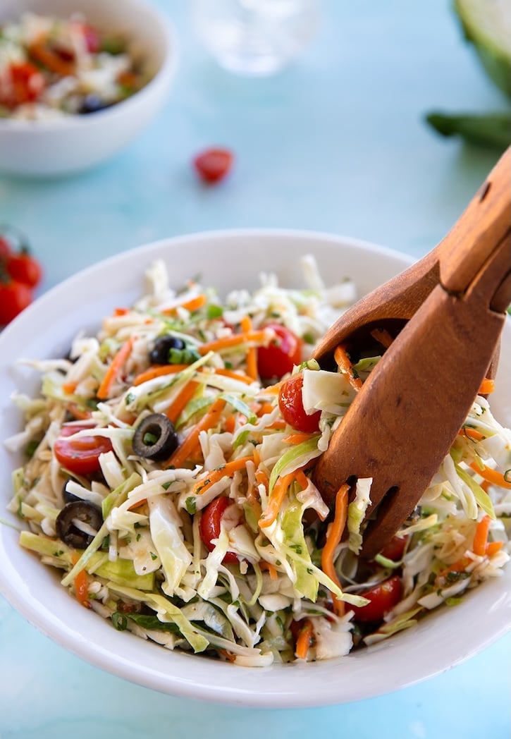 Colorful Cabbage Salad served