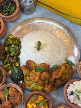 A typical vegetarian thali in Nepal