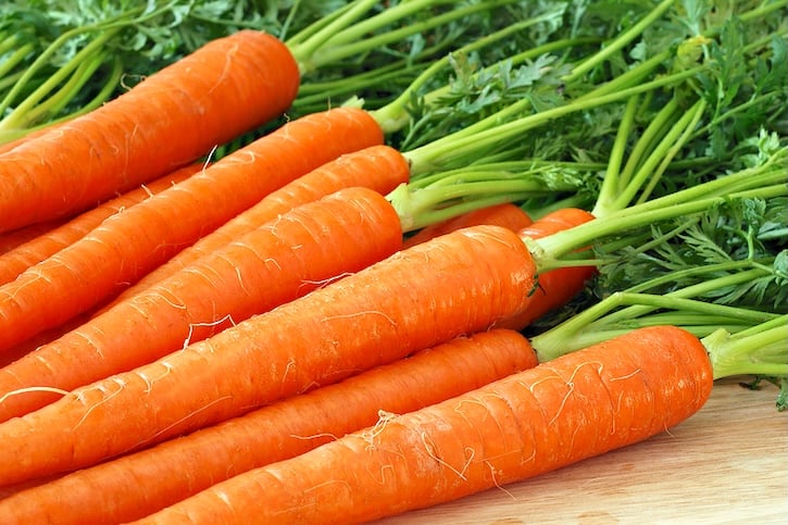 Fresh carrots on a table